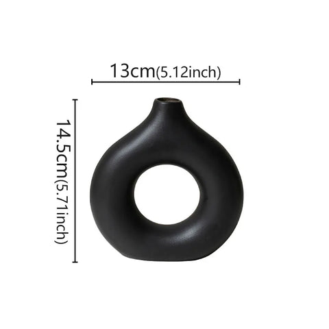 Flat Minimalist Simple Vase Donut Shape Single Flower Pot Home Wedding Decoratio Hollow Ornaments Circle Flower Arrangement Vase