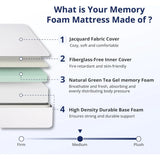 Mattress 8 Inch Green Tea Memory Foam Mattress for Cool Sleep & Pressure Relief, Fiberglass Free, Bed in a Box