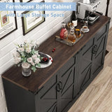 "Sideboard Buffet Cabinet with Storage – 65” Farmhouse Kitchen Pantry Cabinet – Wooden Design with Adjustable Shelves"