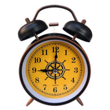 Vintage Night Light Alarm Clock European Retro Metal Alarm Clock Bedside Mute Needle Table Clock Gets Bed Ringing Bell Room