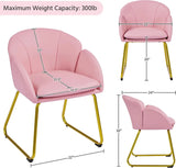 Flower Shaped Makeup Chair Vanity Chair with Golden Metal Legs for Living Room/Makeup Room/Bedroom/Home Office/Kitchen