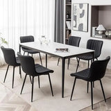 Leather Dining Chairs Set of 6, Upholstered Dining Room Chairs with Metal Legs, Modern Dining Chair for Room, Kitchen (Gr