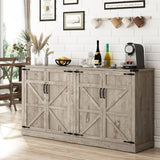"Sideboard Buffet Cabinet with Storage – 65” Farmhouse Kitchen Pantry Cabinet – Wooden Design with Adjustable Shelves"