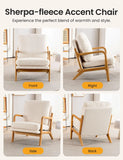 Mid Century Modern Accent Chairs for Living Room, 23” Wide Comfy Chair for Bedroom, Small Cozy Sherpa Reading Chairs for Adults