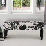 39.4" Ottoman Bench, Fabric Rectangular Upholstered Bedroom Benches Footstool with Wood Legs, for Entryway Dining Room
