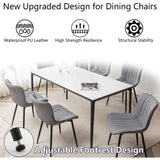 Leather Dining Chairs Set of 6, Upholstered Dining Room Chairs with Metal Legs, Modern Dining Chair for Room, Kitchen (Gr
