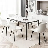 Leather Dining Chairs Set of 6, Upholstered Dining Room Chairs with Metal Legs, Modern Dining Chair for Room, Kitchen (Gr