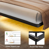 Floating Twin Bed Frame with Smart LED Lights and Charging Station, Modern Heavy Duty Metal Platform Bed, No Box Spring Needed,