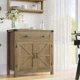 Coffee Bar Cabinet, Kitchen Storage Cabinet, Modern Farmhouse Buffet Sideboard with Drawer and Adjustable Shelf,Rustic Brown