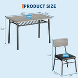 Dining Table Set for 4 with Storage Rack, 5-Piece Kitchen Table and Upholstered Chairs of 4, Wood Tabletop & Heavy-Du