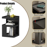 Black Modern Side Table, 3-Tier Metal NightStand with Storage, End Table Living Room, Small Night Stand for Bedroom