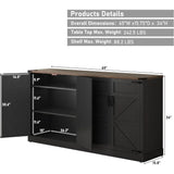 "Sideboard Buffet Cabinet with Storage – 65” Farmhouse Kitchen Pantry Cabinet – Wooden Design with Adjustable Shelves"