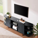 Farmhouse TV Stand for 65 70 inch TV Black 63’’ Modern Mid Century Media Console with Storage