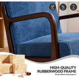 Mid Century Modern Corduroy Accent Chair, Living Room Chairs with Lumbar Pillow Boho Arm Chiar Reading Chair with Solid Wood Fra