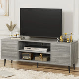 TV Stand for 65" TV, 58" Entertainment Center with 2 Storage Cabinets, Retro Media Console for Living Room/Bedroom – Light Gray