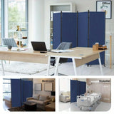 Blue Portable 4 Panel Folding Privacy Screens Room Divider For Room Separation or Office Bedroom