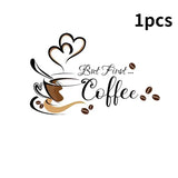 Coffee Cup Pattern Wall Stickers DIY Cafe Restaurant Living Room Home Decoration Self-adhesive Hand Carved Kitchen Wallpaper
