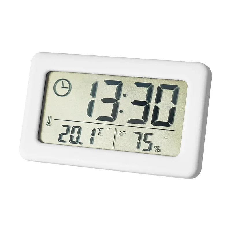 Mini Digital Clock Electronics Temperature and Humidity Portable Desktop Clock Thermometer Hygrometer 12/24H Battery Powered