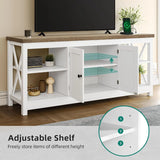 TV Stands for Living Room, Modern Entertainment Center Power Outlets for Television up to 65 Inch, Media Console TV Cabinet