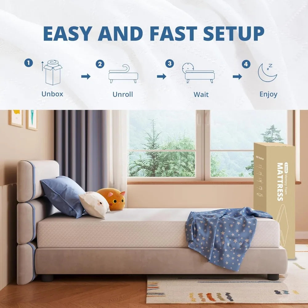 Mattress 8 Inch Green Tea Memory Foam Mattress for Cool Sleep & Pressure Relief,CertiPUR-US Certified Medium Mattresses in a Box