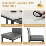 Dining Table Set for 4 with Chairs Faux Marble Dining Table Set Modern 47" Kitchen Table Set with 4 PU Chairs for Apartment Spac