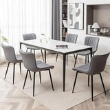 Leather Dining Chairs Set of 6, Upholstered Dining Room Chairs with Metal Legs, Modern Dining Chair for Room, Kitchen (Gr