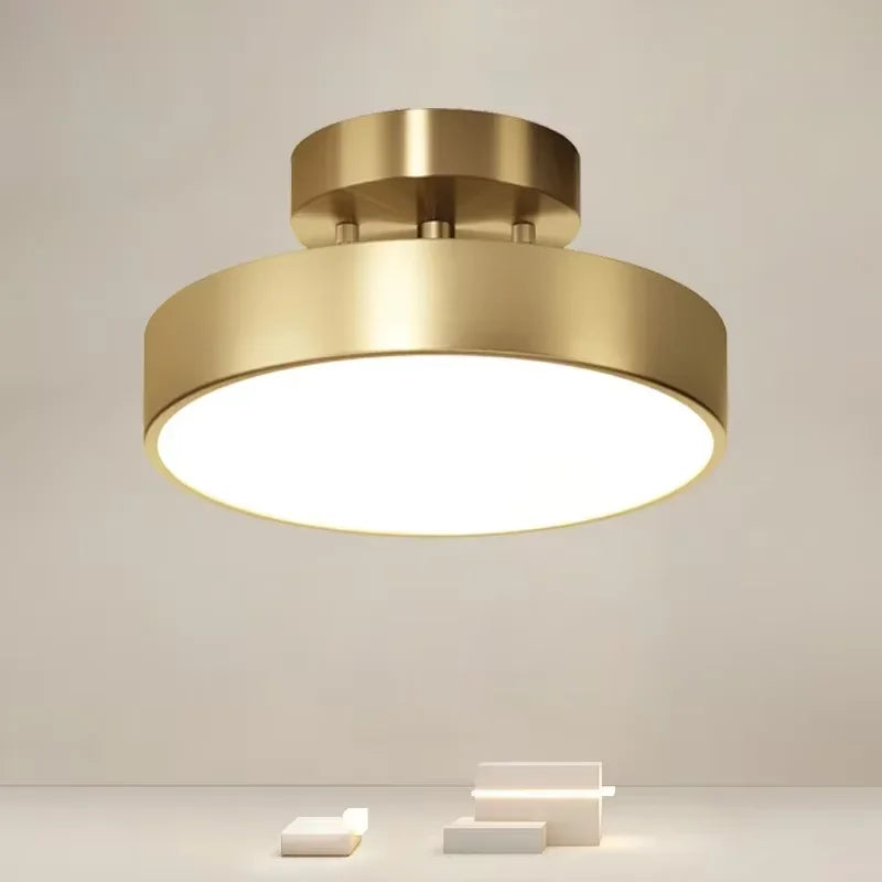 Nordic LED Ceiling Light Retro Copper Color Lamp Head Adjustable For Small Space Decoration In Corridors Entrances Cloakrooms