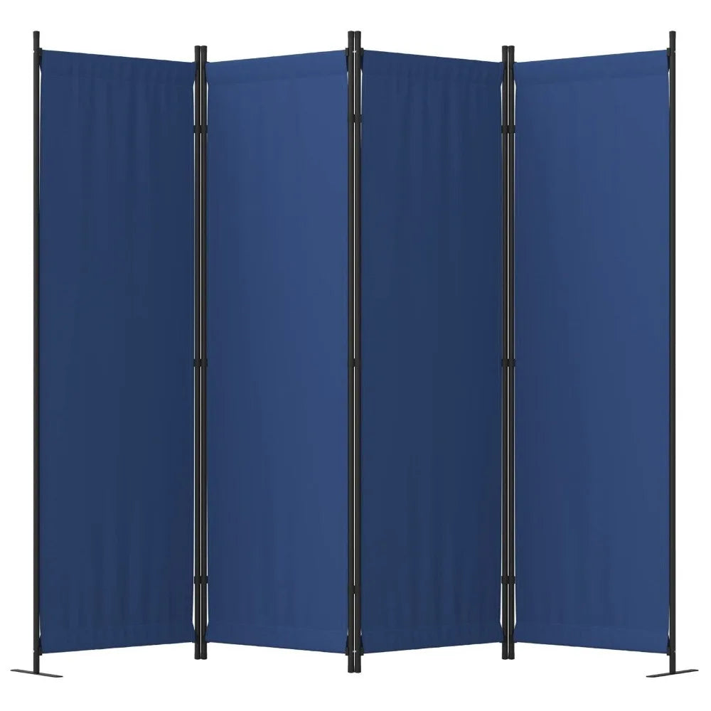 Blue Portable 4 Panel Folding Privacy Screens Room Divider For Room Separation or Office Bedroom