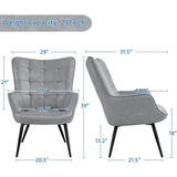 Living Room Chairs Faux Leather Accent Tufted Accent Chair Armchair for Kitchen Leisure Bedroom and Reataurant, Gray