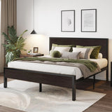 Queen Bed Frame with Headboard, Heavy Duty Platform Base with Under-Bed Storage, Solid Metal Construction, No Box Spr