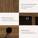 Television Stand with Power Outlets for Living Room, Fluted TV Stand LED Light for 65/55 Inch TV, Modern Entertainment Center TV