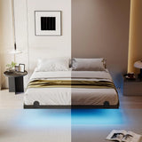 10 Inch Floating Queen Bed Frame with Smart LED Lights and Charging Station, Modern Metal Queen Bed Frame, Easy to Assemble