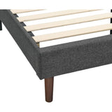 Queen Bed Frame with Adjustable Height Headboard,Tufted Upholstered Platform Bed with Stong Wood Slat Support,Grey