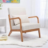 Mid Century Modern Corduroy Accent Chair, Living Room Chairs with Lumbar Pillow Boho Arm Chiar Reading Chair with Solid Wood Fra