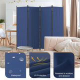 Blue Portable 4 Panel Folding Privacy Screens Room Divider For Room Separation or Office Bedroom