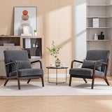 Mid Century Modern Corduroy Accent Chair, Living Room Chairs with Lumbar Pillow Boho Arm Chiar Reading Chair with Solid Wood Fra