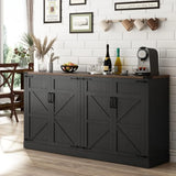 "Sideboard Buffet Cabinet with Storage – 65” Farmhouse Kitchen Pantry Cabinet – Wooden Design with Adjustable Shelves"