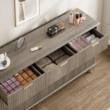 Fluted 9 Drawers Dresser, 59.1" Wide Modern Chest of Drawers with Metal Handle, Large Dresser TV Stand, Wood Drawer Organizer fo