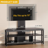 Black TV Stands for Living Room w/Power Outlet, TV Stand with Mount, LED Entertainment Center for 70/65/60 inch TV