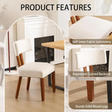 Mid Century Modern Upholstered Side Chairs with Curved Backrest for Kitchen, Dining Room, Restaurant