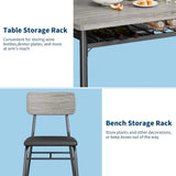Dining Table Set for 4 with Storage Rack, 5-Piece Kitchen Table and Upholstered Chairs of 4, Wood Tabletop & Heavy-Du