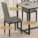 Dining Table Set for 4 with Chairs Faux Marble Dining Table Set Modern 47" Kitchen Table Set with 4 PU Chairs for Apartment Spac