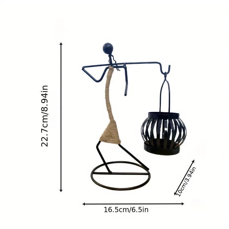 Nordic Metal Candle Holder Abstract Character Handmade Vintage Candlestick for Wedding Home Coffee Shop Table Art Decoration New