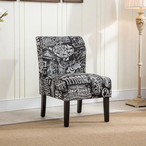 Capa Print Fabric Arml Contemporary Accent Chair, Chalkboard Shadow
