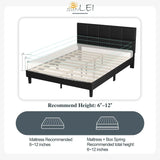 Full Bed Frame with Headboard, Leather Upholstered Bedframe with Tufted Headboard Design, Easy Assembly, No Box Spring Needed