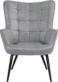 Living Room Chairs Faux Leather Accent Tufted Accent Chair Armchair for Kitchen Leisure Bedroom and Reataurant, Gray