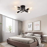 Modern Ceiling Light Black Iron Chandelier Fixture Semi embedded Pendant Lighting Kitchen Balcony Stairs Study Corridor