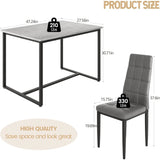 Dining Table Set for 4 with Chairs Faux Marble Dining Table Set Modern 47" Kitchen Table Set with 4 PU Chairs for Apartment Spac