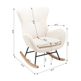 Comfortable Rocking Chair, Modern Upholstered Rocking Chair, Gliding Chair with High Backrest, Armrests and Soft Pads