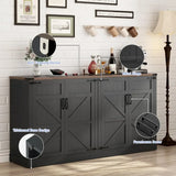 "Sideboard Buffet Cabinet with Storage – 65” Farmhouse Kitchen Pantry Cabinet – Wooden Design with Adjustable Shelves"